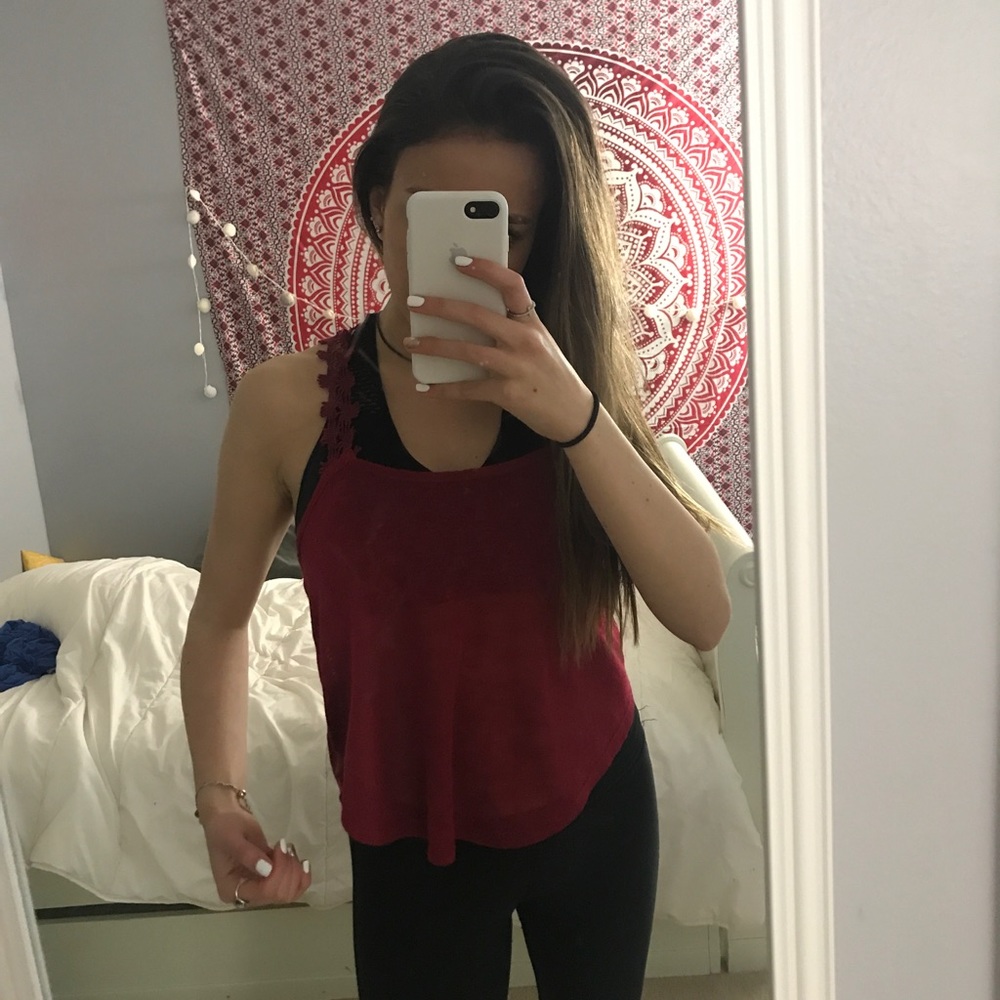 CHARLOTTE RUSSE Red Lace Top Size XS